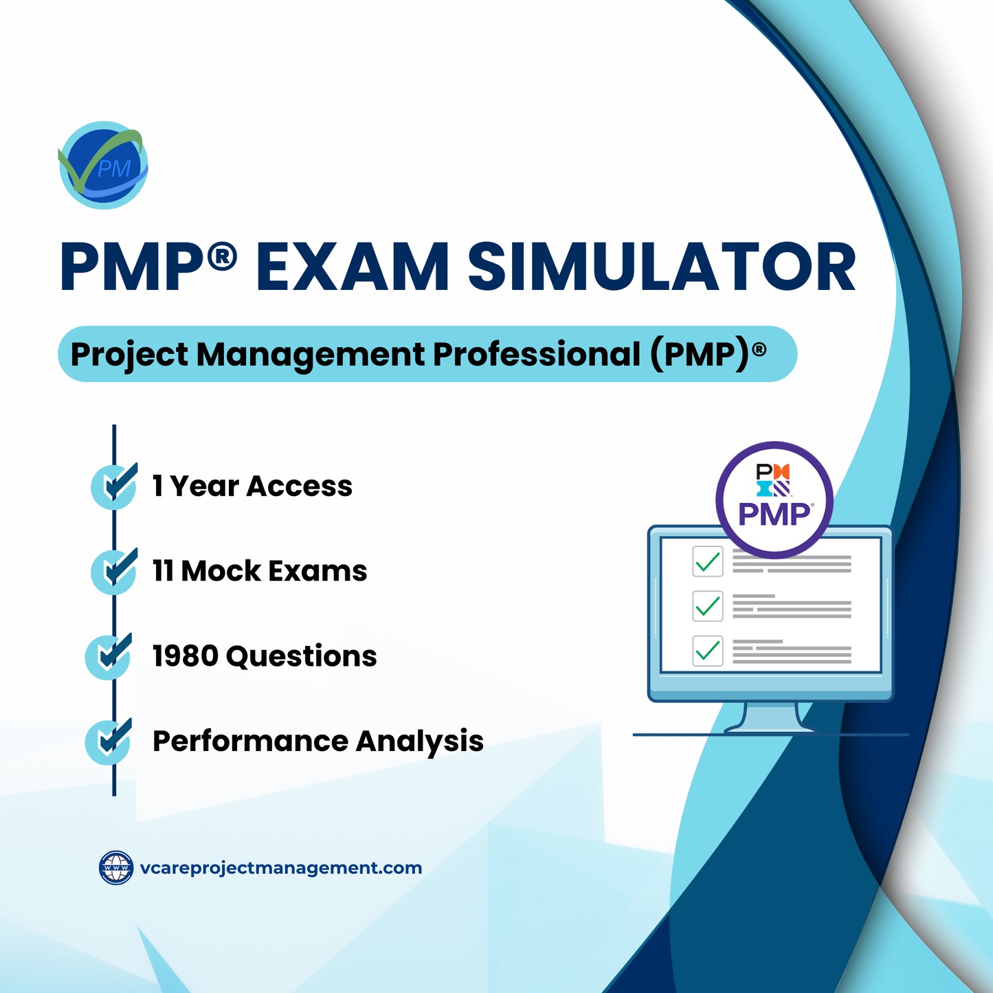 vCare PMP Exam Simulator - 1 Year Access