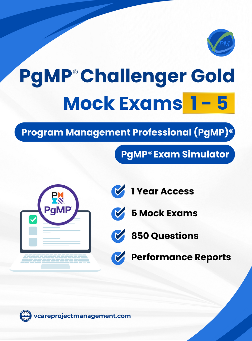 PgMP Challenger Gold (Mock Exams 1 to 5) - 1 Year Access