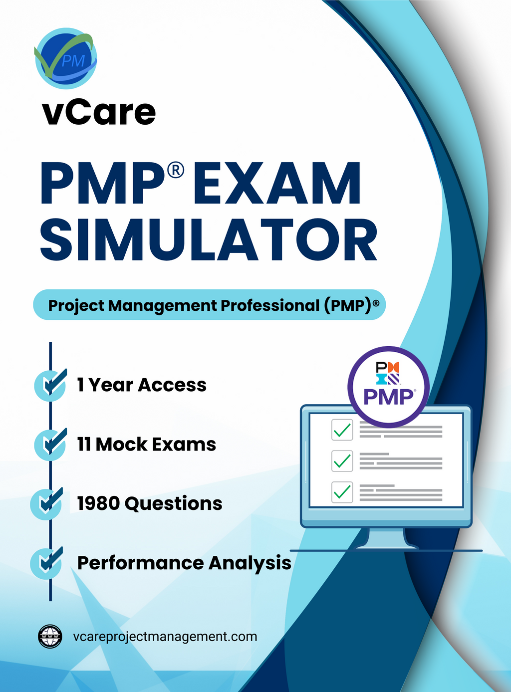 vCare PMP Exam Simulator -   1 Year Access