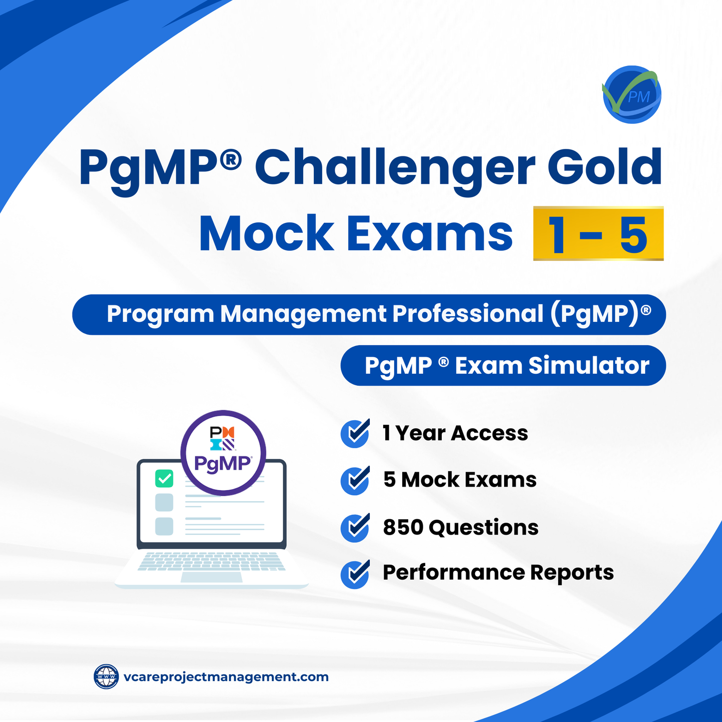 PgMP Challenger Gold (Mock Exams 1 to 5) - 1 Year Access (based on SPM5)